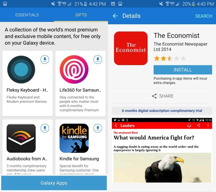 Get free apps and subscriptions with your Galaxy S6.