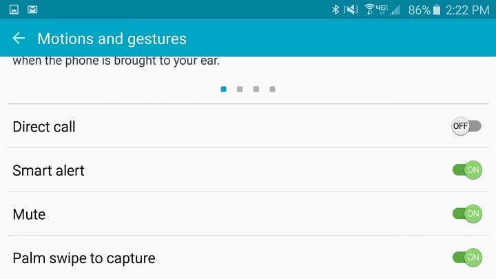 Control the Galaxy S6 motions and gestures.