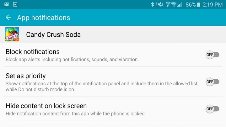 Stop annoying Galaxy S6 notifications.