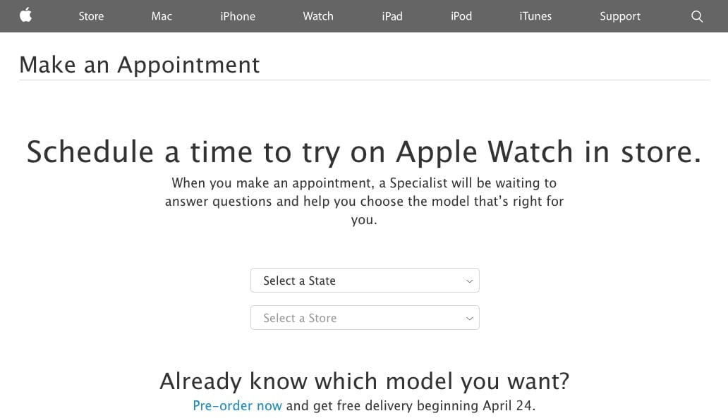 How to Schedule an Apple Watch TryOn Appointment