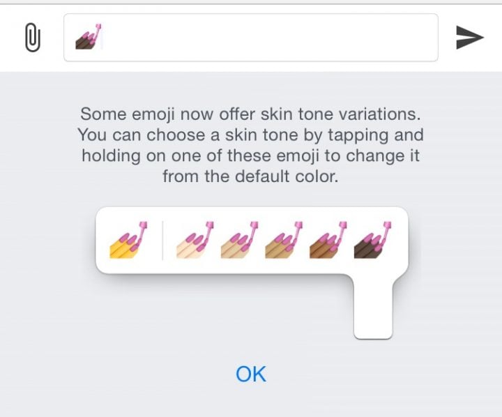 Tap and hold to set a default emoji color.