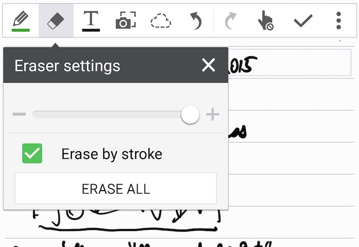 s note eraser settings