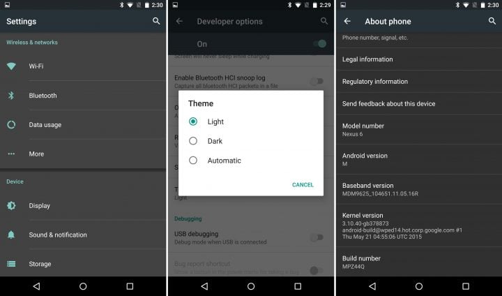 Android M Dark Theme