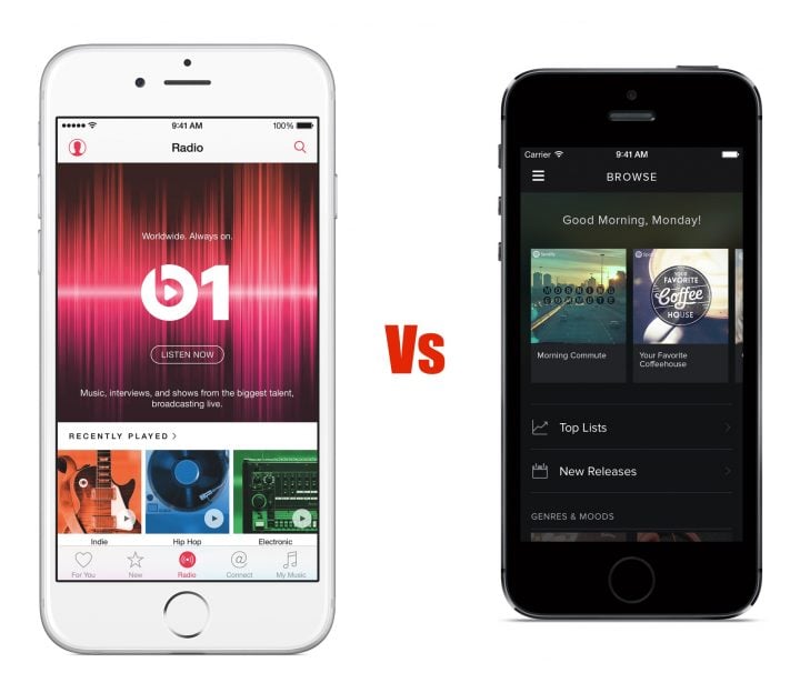 Here's how Apple Music and Spotify compare.