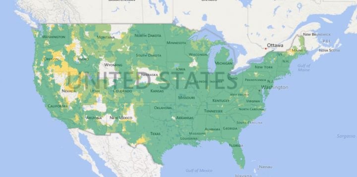 El mapa de cobertura de Cricket Wireless coincide con AT&T.