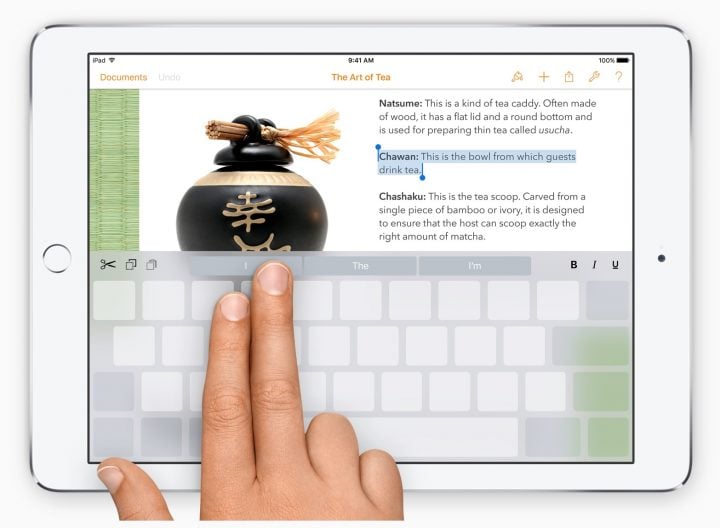 The iPad keyboard is also a touchpad on iOS 9.