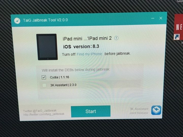 Above: The iOS 8.3 jailbreak tool, but it's exactly the same in iOS 8.4.