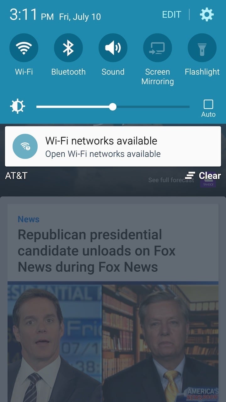 settings in notifications on Samsung Galaxy S6 Edge for AT&T