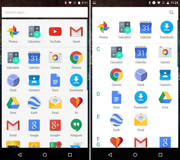 Android M Beta 2 App Tray