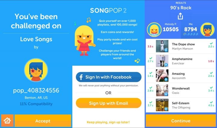 Get the most out of SongPop 2 when you connect to Facebook.