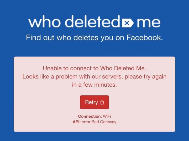 There are many Who Deleted Me App problems right now.