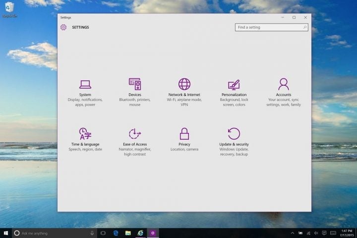 Windows 8 vs Windows 10: Settings & Control Panel