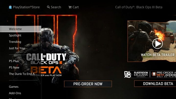 You need your PS4 Black Ops 3 beta token to start.
