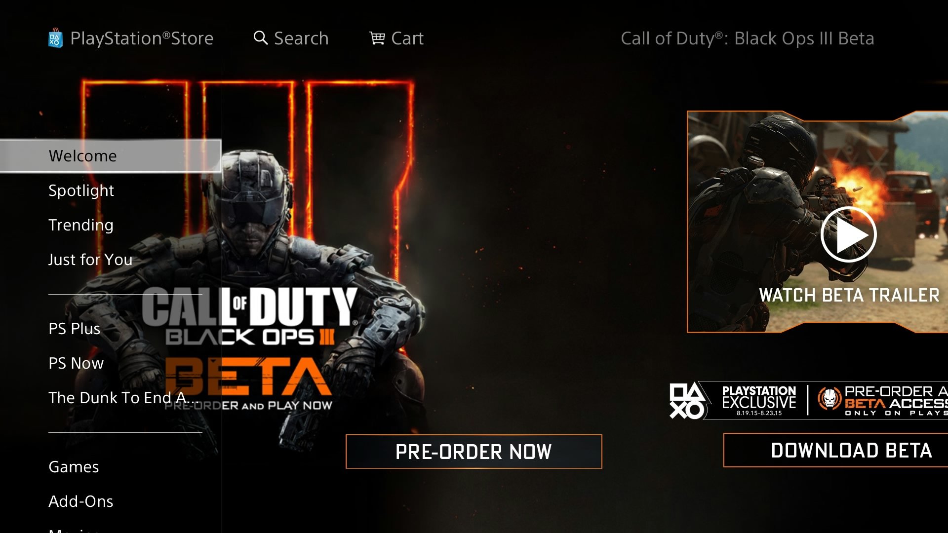 You need your PS4 Black Ops 3 beta token to start.