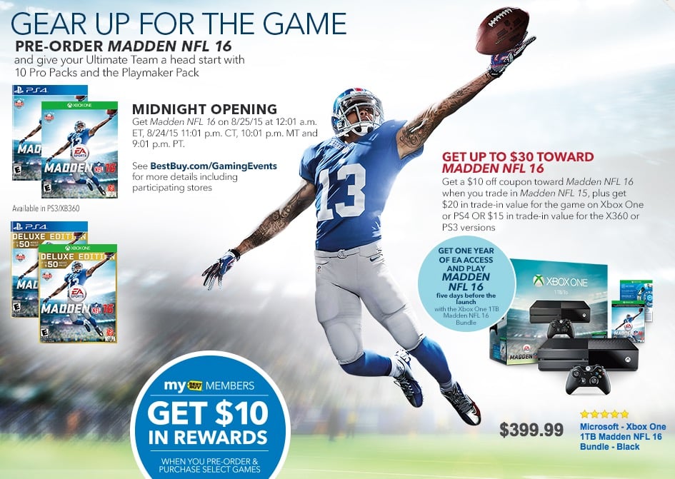 Pay as little as $7.88 for Madden 16 when you trade in Madden 15.