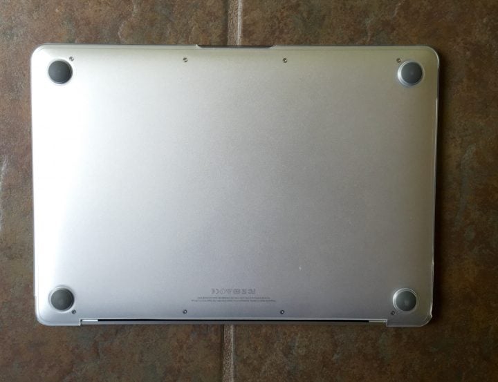 The bottom protects your MacBook and there are feet to keep the bottom off rough surfaces. 