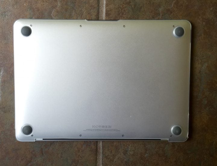 The bottom protects your MacBook and there are feet to keep the bottom off rough surfaces.
