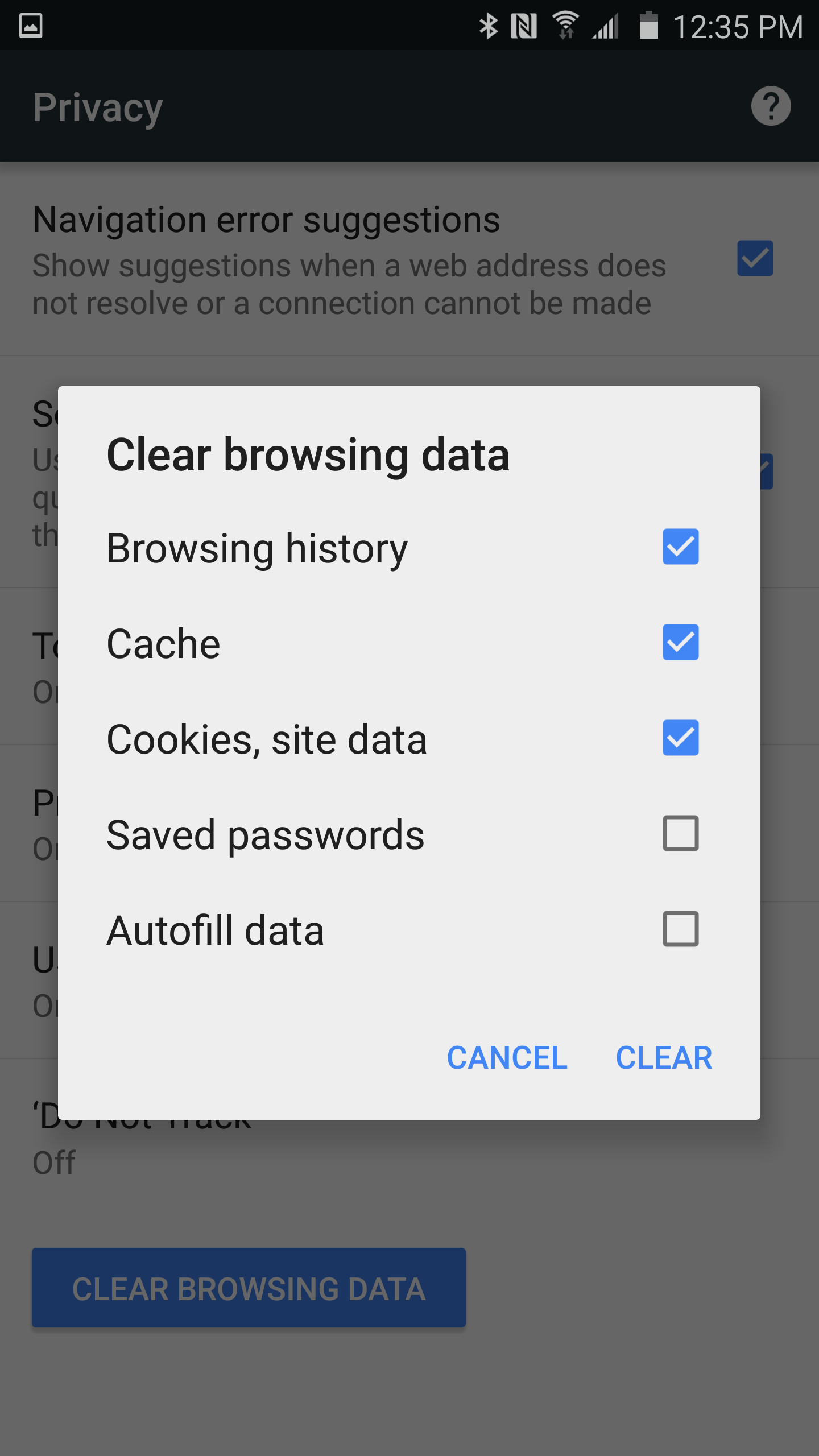 how to delete history on google chrome on galaxy s5