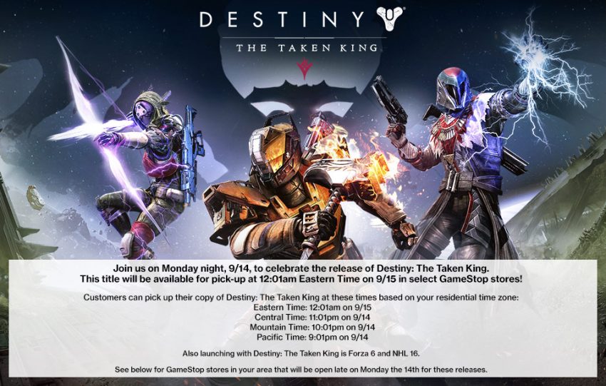 Midnight Destiny The Taken King Release Date Events