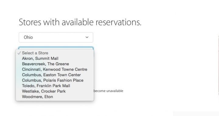 Pick your location and Apple Store.