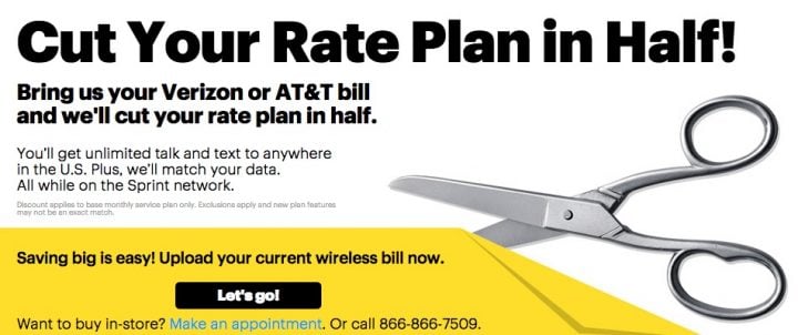 The Sprint Cut Your Rate Plan in Half event can help you switch.
