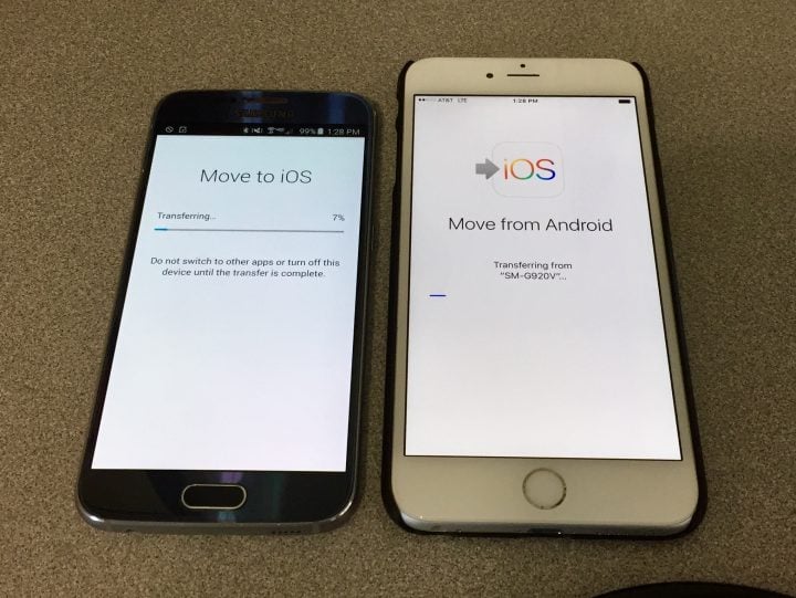 Wait for the data to transfer from Android to iPhone.