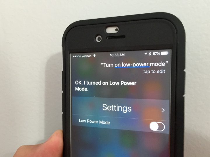 Use Siri to turn on Low Power Mode manually in iOS 9.