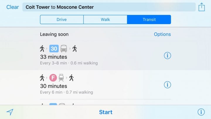Get public transportation directions in iOS 9.