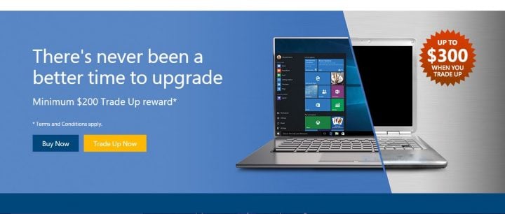 Microsoft Easy Trade Up WIndows 10 Deal