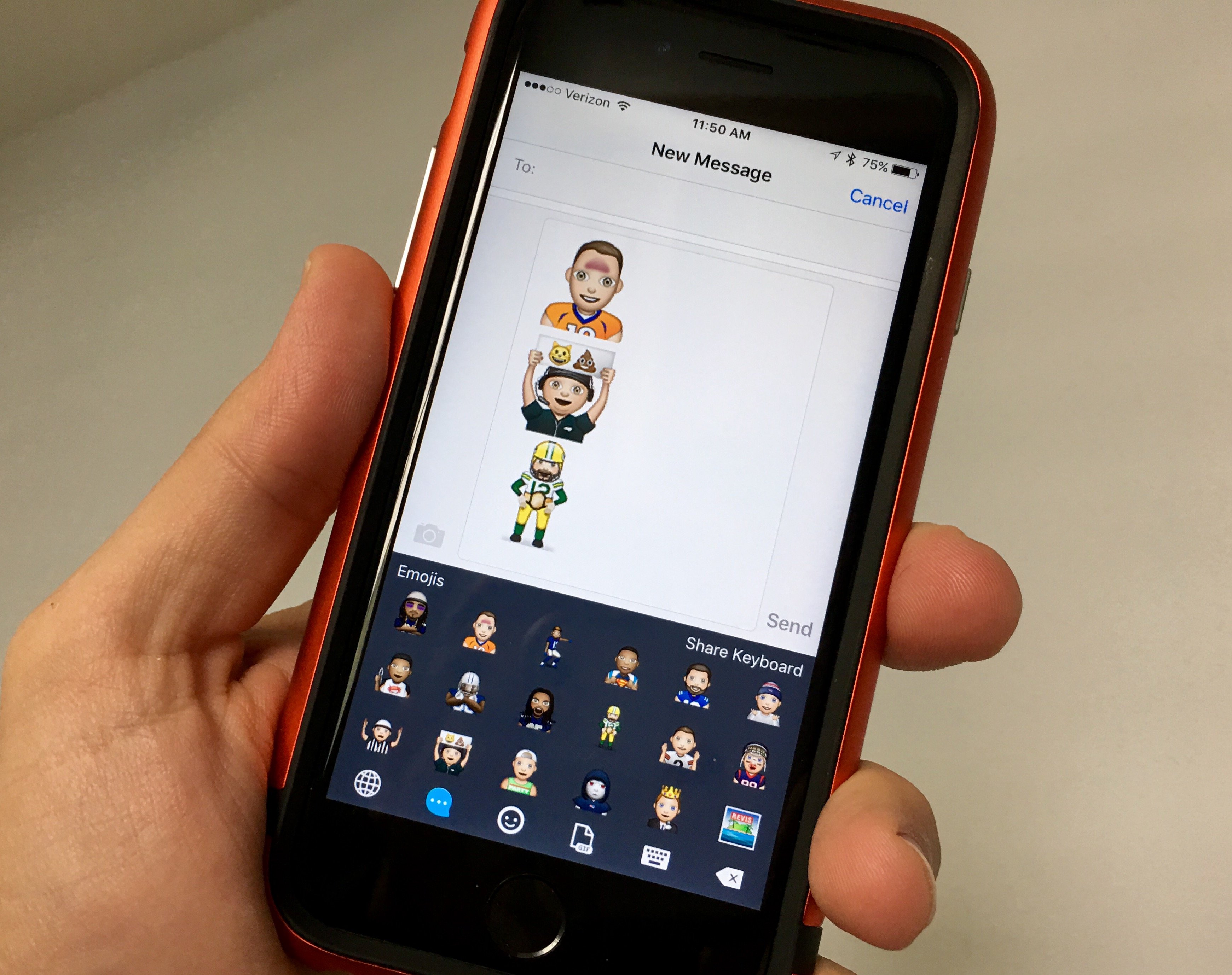 Send NFL emoji to taunt friends in Fantasy Football.