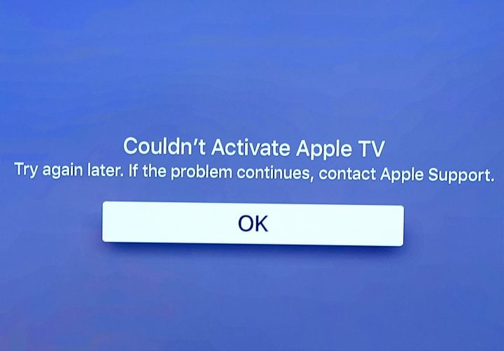 If you see this Apple TV error message trying again should solve the problem.