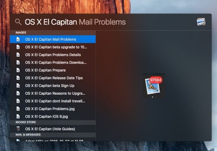 OS X El Capitan Spotlight Problems
