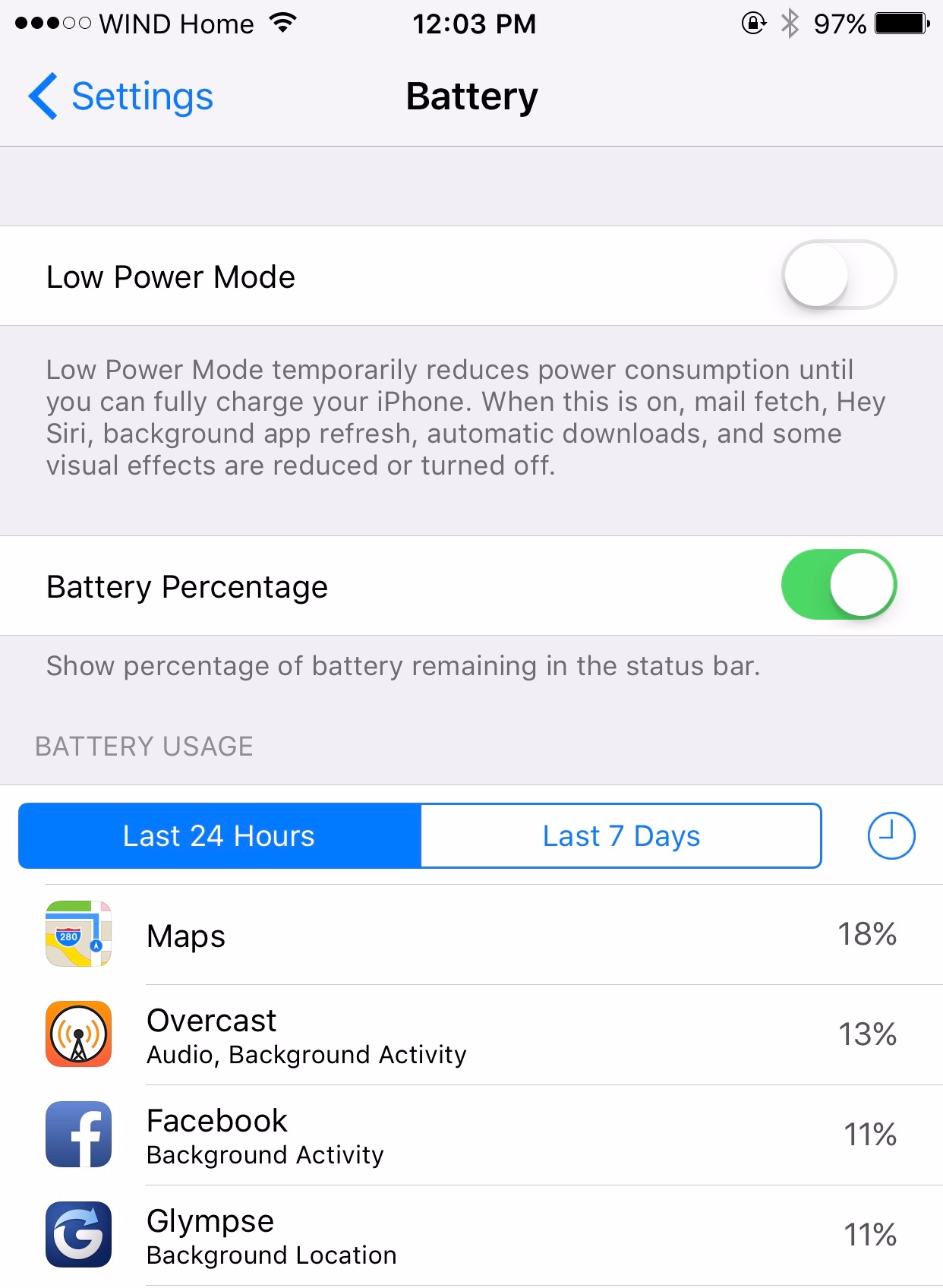 Facebook iPhone battery life