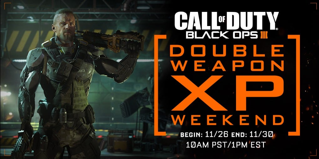 Use this special Black Ops 3 Double XP weekend event to earn Double Weapons XP.