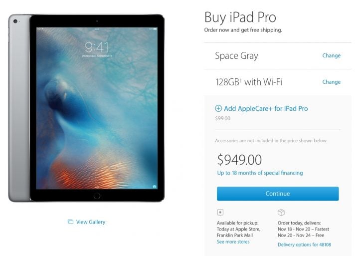 The iPad Pro release date is here with in-store pickup available.