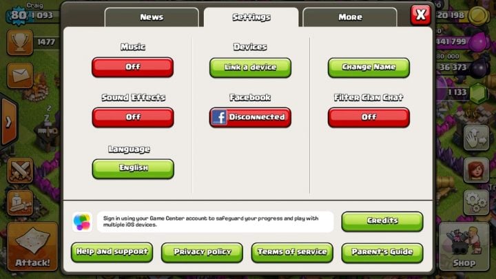 The bottom left is where you'll need to click to connect to Game Center