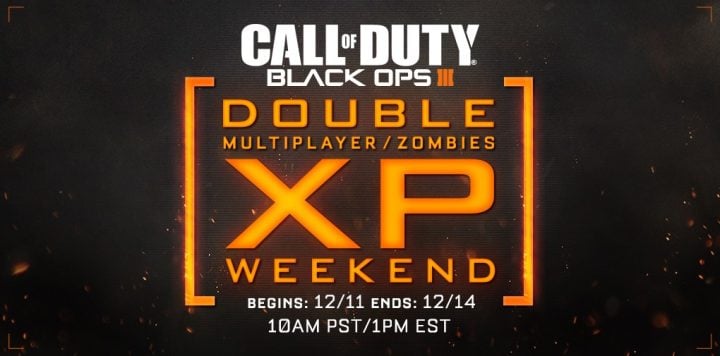 Rank up faster with this December Black Ops 3 Double XP weekend. 