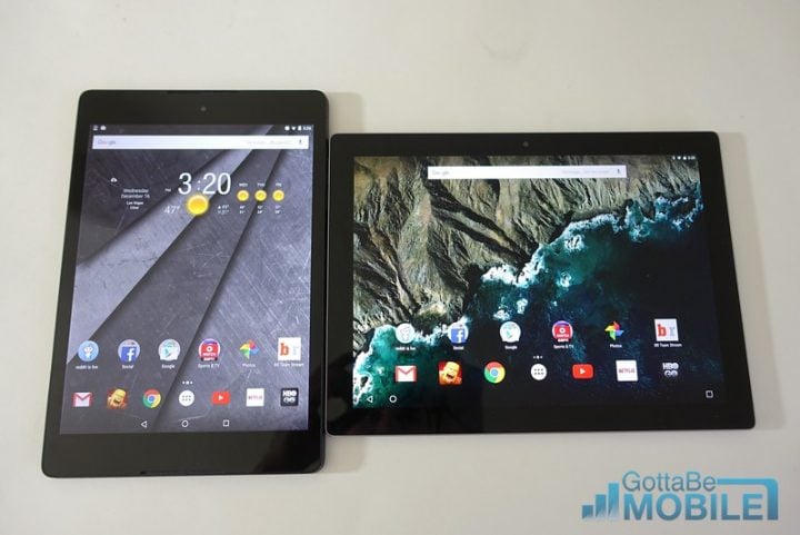 Nexus 9 (left) vs Pixel C (right)