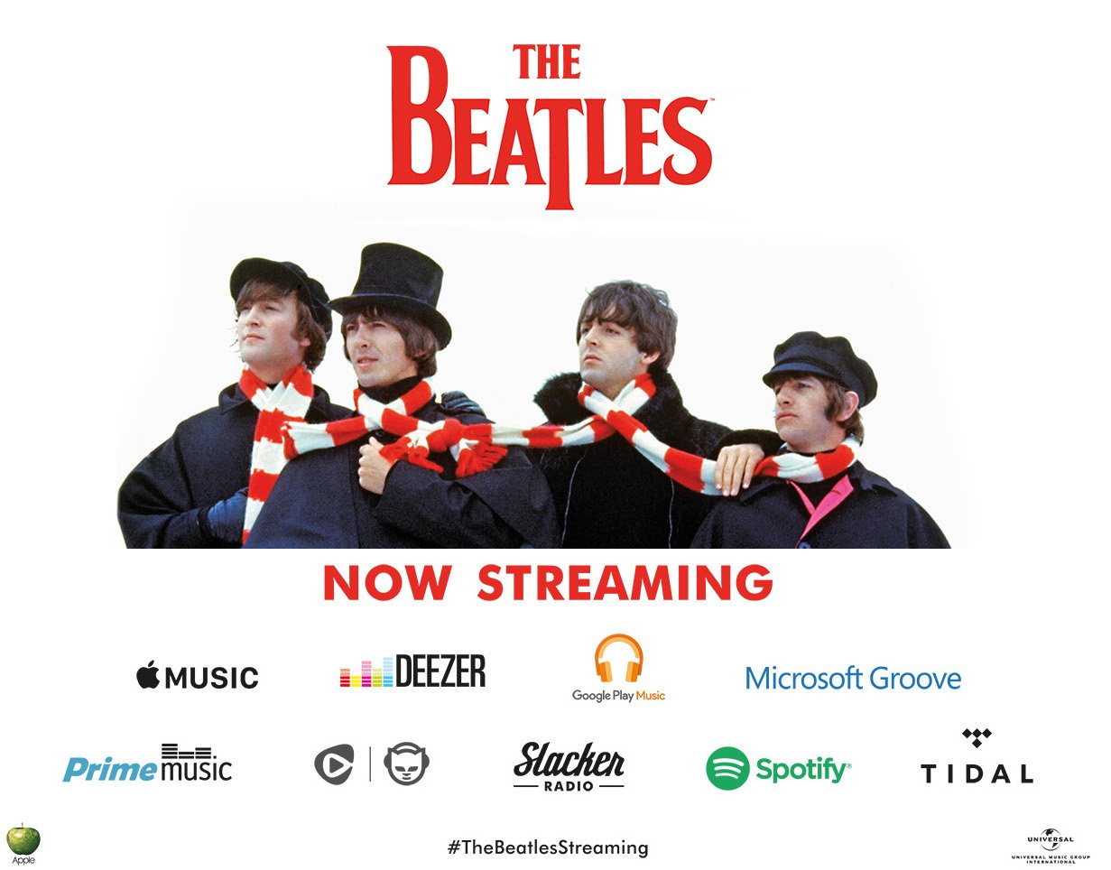 The Beatles Spotify, Apple Music and other streaming services start on Christmas Eve.