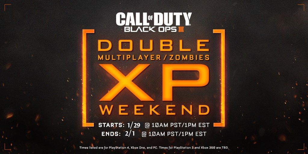 Here are the January Black Ops 3 Double XP weekend details.