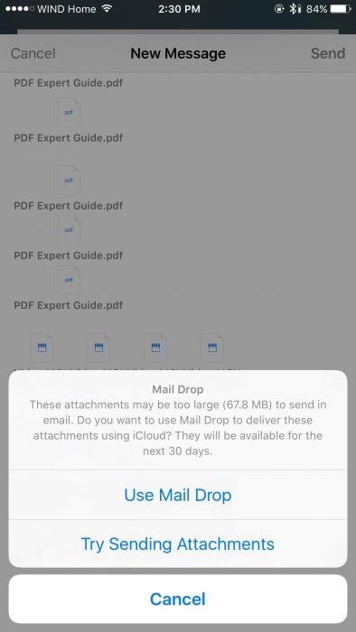 Mail Drop on iOS 9