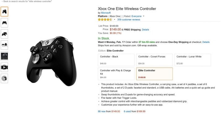 xbox one elite wireless controller amazon