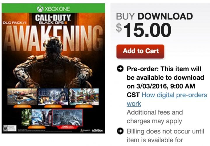 Awakening Xbox One Black Ops 3 DLC Release Time