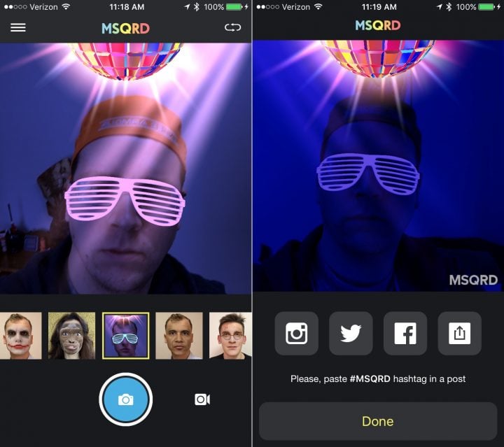 How to use the MSQRD app to add a selfie mask to your photos and videos.