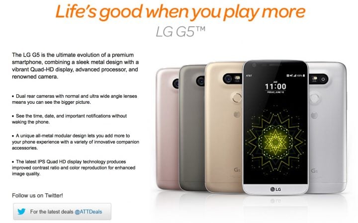 AT&T is the first US carrier to confirm the LG G5