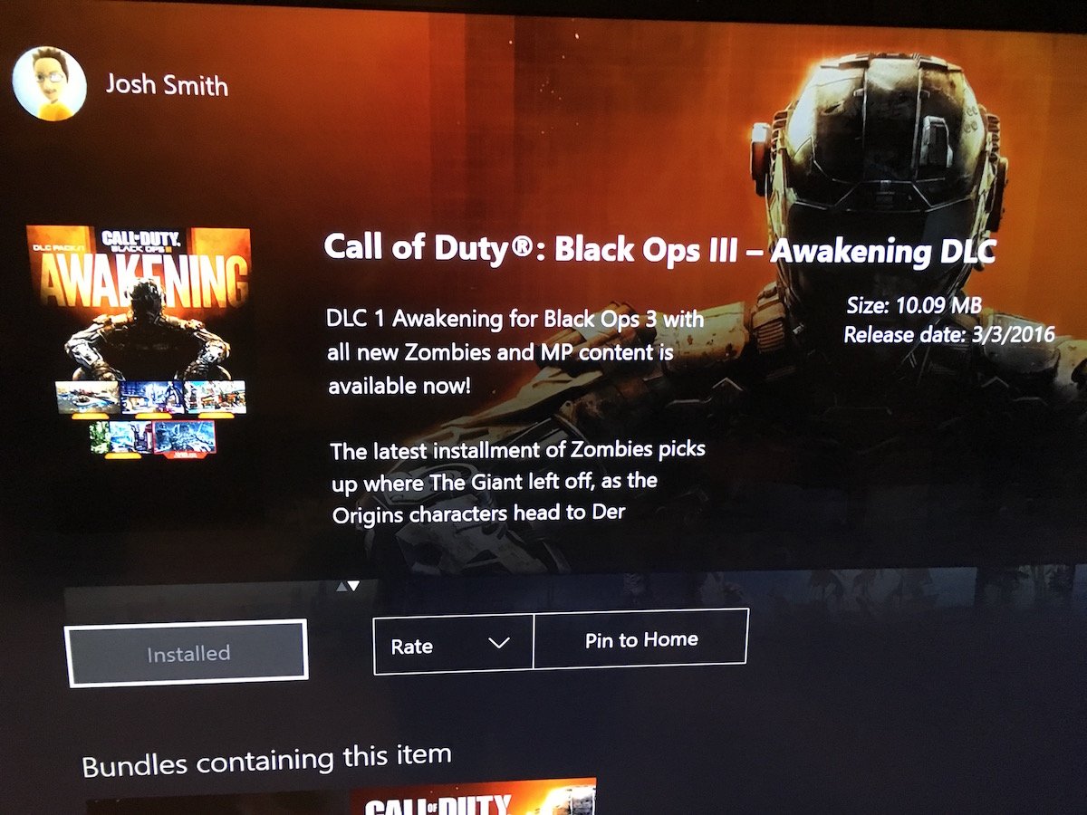 Choose install and you are ready to start playing the Awakening Xbox One Black Ops 3 DLC early.