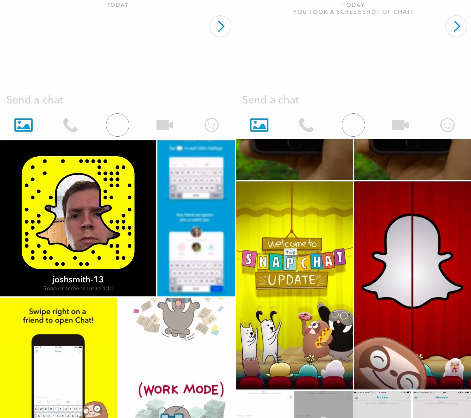 How to send Photos in Snapchat Chat 2.0.