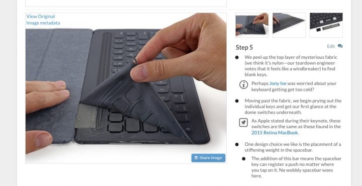 iFixit's Apple Smart Keyboard teardown shows the unique key technology.
