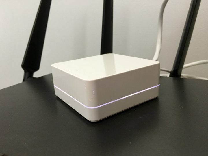 You need to plug this small control center into your router. The switches and plugs connect to it wirelessly. 