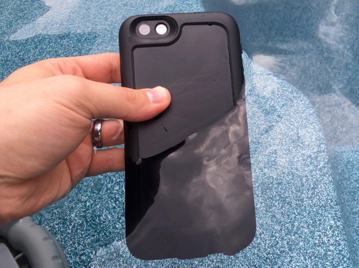This is the Mophie Juice Pack H2Pro, a waterproof iPhone 6s Plus battery case.
